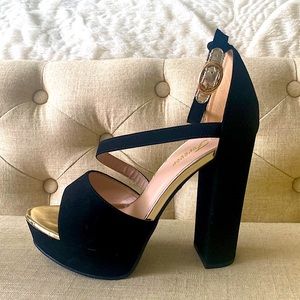 Beautiful Black with Gold High Heel Shoes